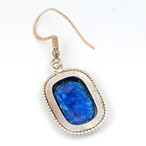 Silver Roman Glass Rounded Beaded Earrings - Image 3