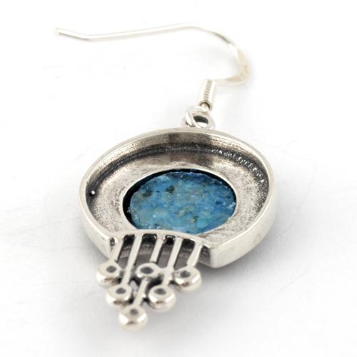 Silver Bead Roman Glass Earrings - Image 2