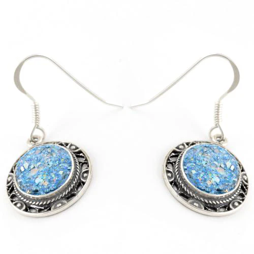 Roman Glass Embossed Earrings