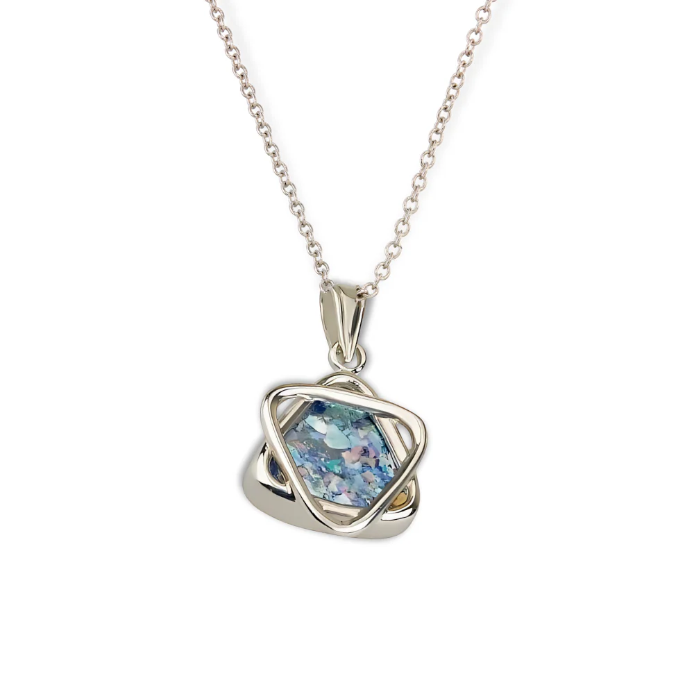 Sterling Silver Roman Glass Star of David Pendant - Image 3