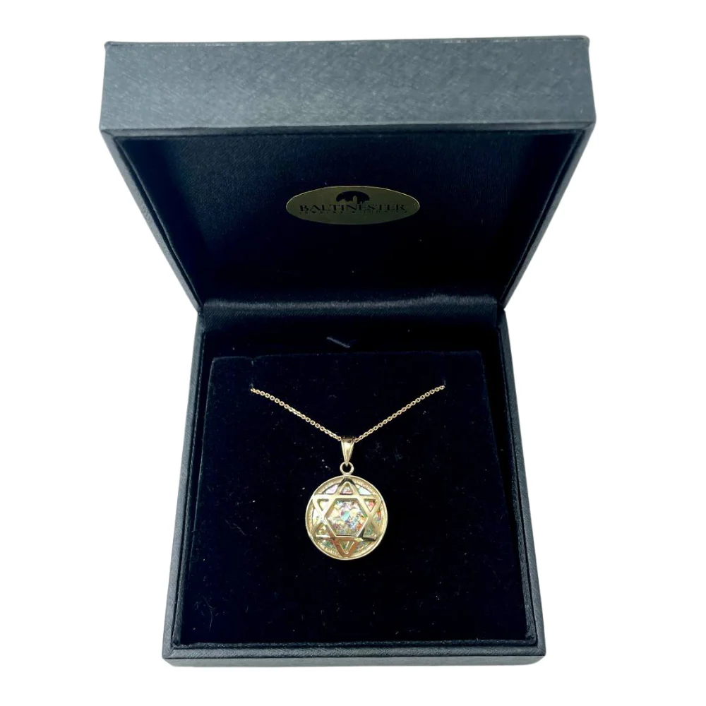 Roman Glass Star of David Large Pendant in 14k Yellow Gold - Image 8