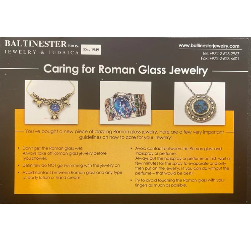 Sterling Silver Round Yemenite Roman Glass Necklace Cum Brooch - Image 9