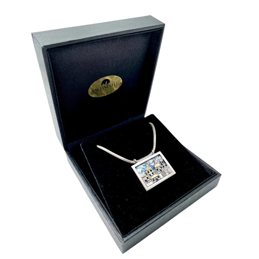 Jerusalem Necklace with Roman Glass in Sterling Silver and Gold - Image 3