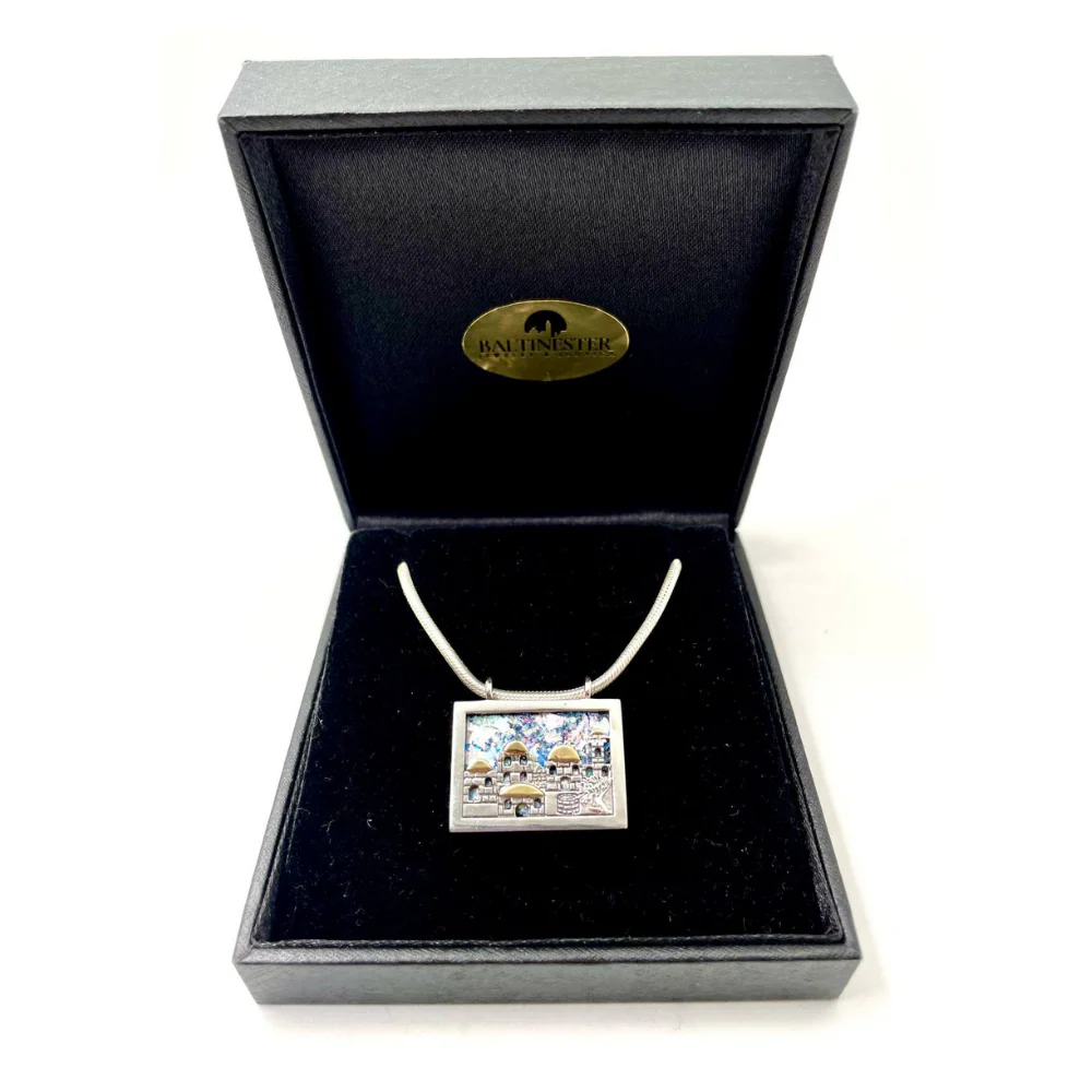 Jerusalem Necklace with Roman Glass in Sterling Silver and Gold - Image 4