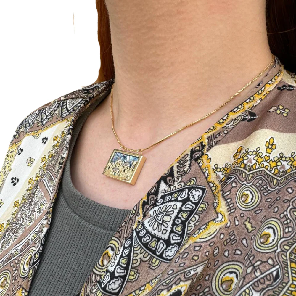Jerusalem Necklace with Roman Glass in 14K Gold - Image 5