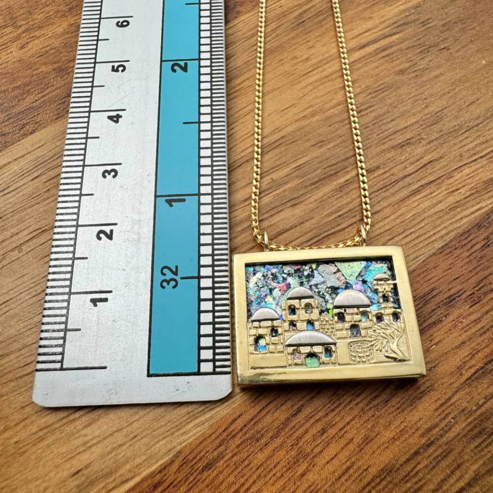 Jerusalem Necklace with Roman Glass in 14K Gold - Image 6