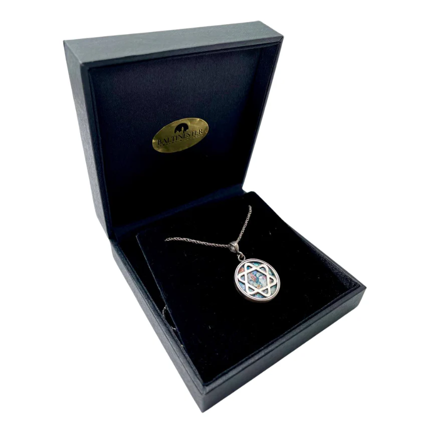 Silver Star of David Roman Glass Necklace - Image 3