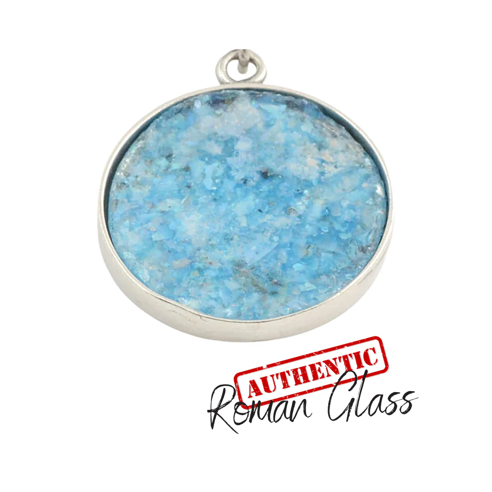 Silver Star of David Roman Glass Necklace - Image 6