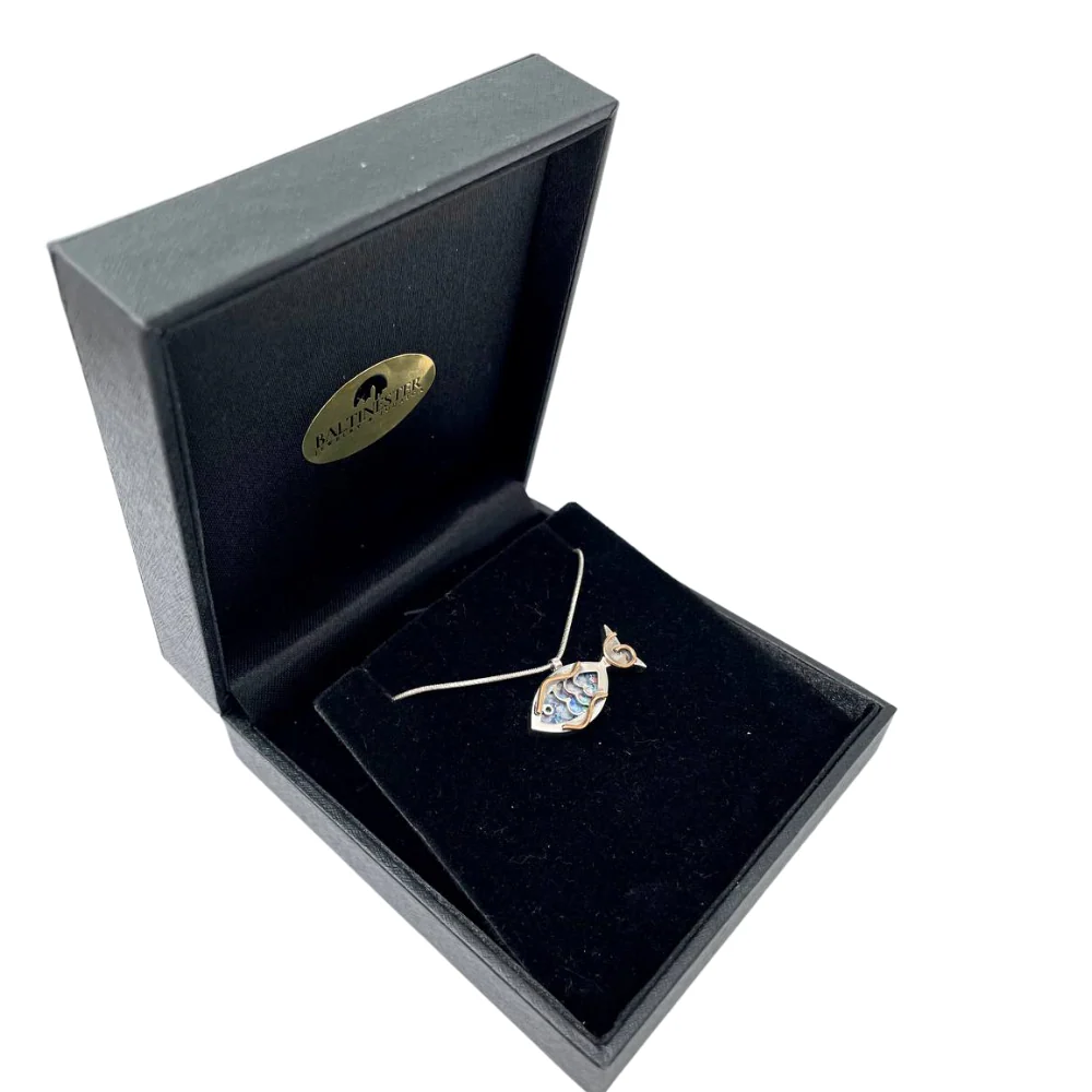 Fish Pendant in Sterling Silver Roman Glass - Image 7