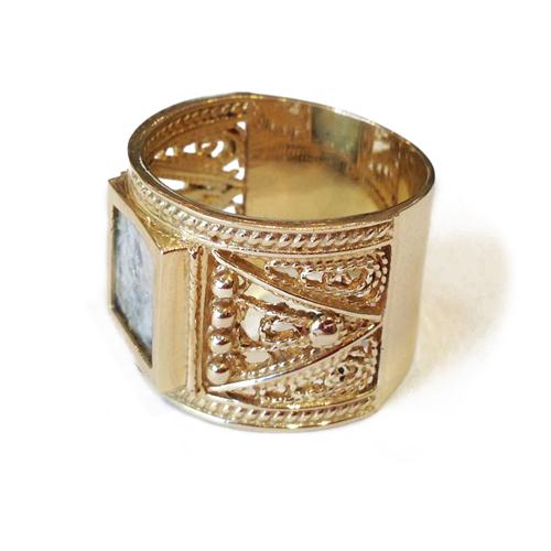 Roman Glass Ring - 14k Gold Square - Image 4