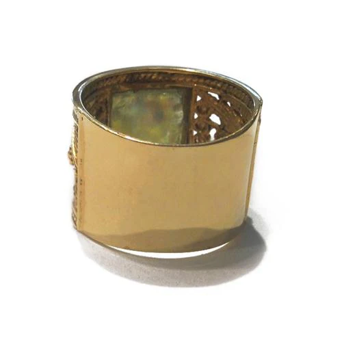 Roman Glass Ring - 14k Gold Square - Image 5