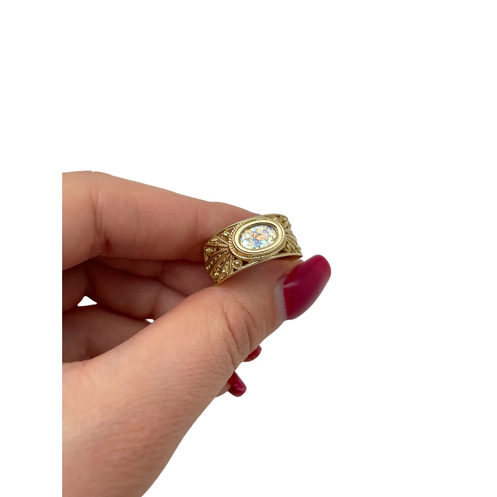 Roman Glass Ring - Filigree - 14k Gold - Image 3
