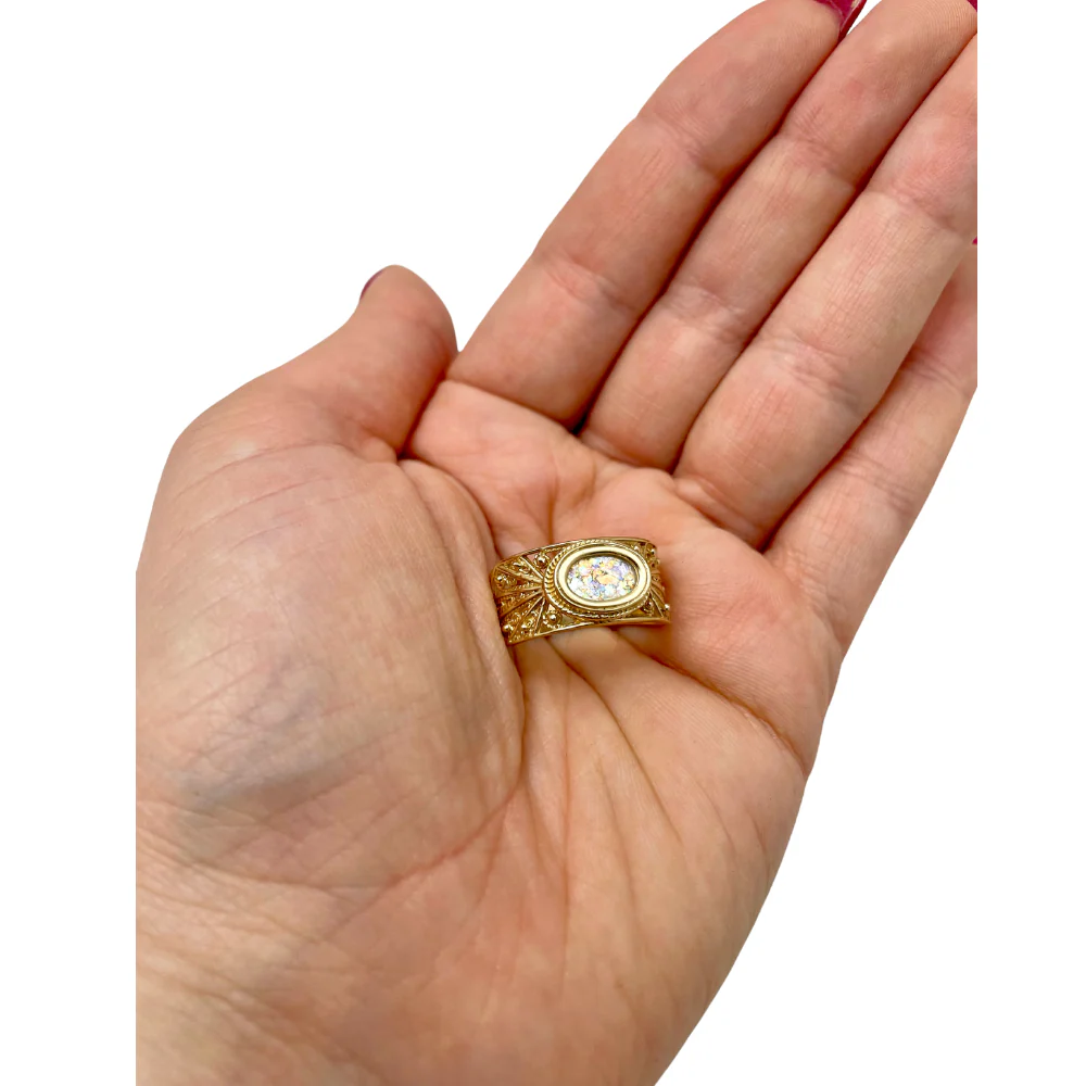 Roman Glass Ring - Filigree - 14k Gold - Image 7