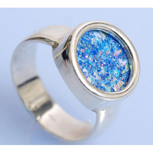 Sterling Silver Roman Glass Circle Ring - Image 3