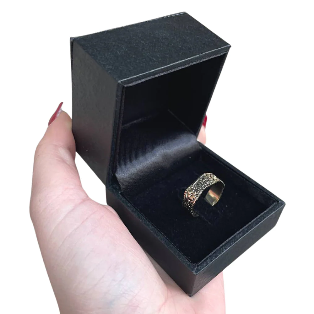 Antique Style Rose Pattern Ring in 14K Gold - Image 5