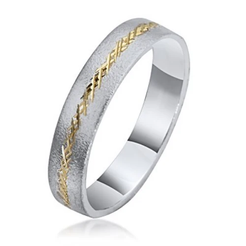 14k Gold Two Tone Florentine Wedding Ring