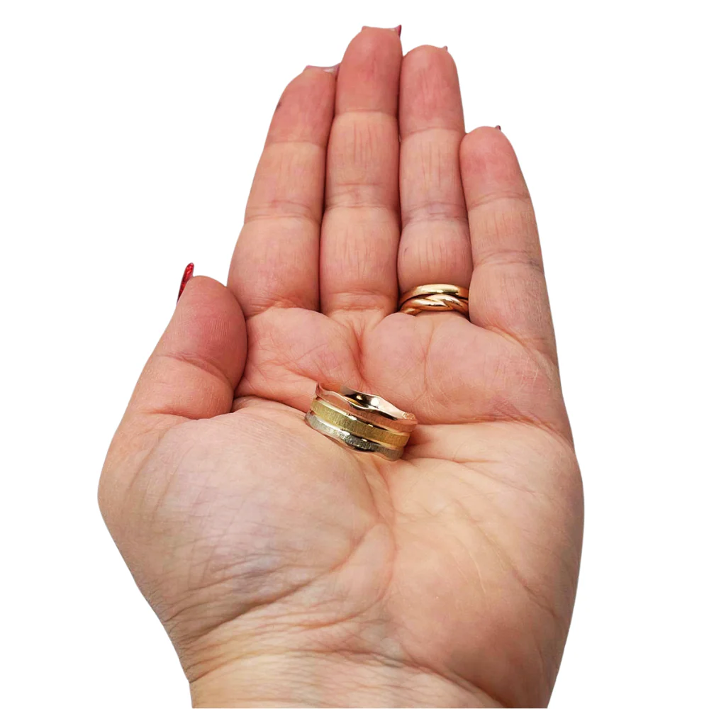 14k Tri-Color Gold Florentine Wedding Ring - Image 2