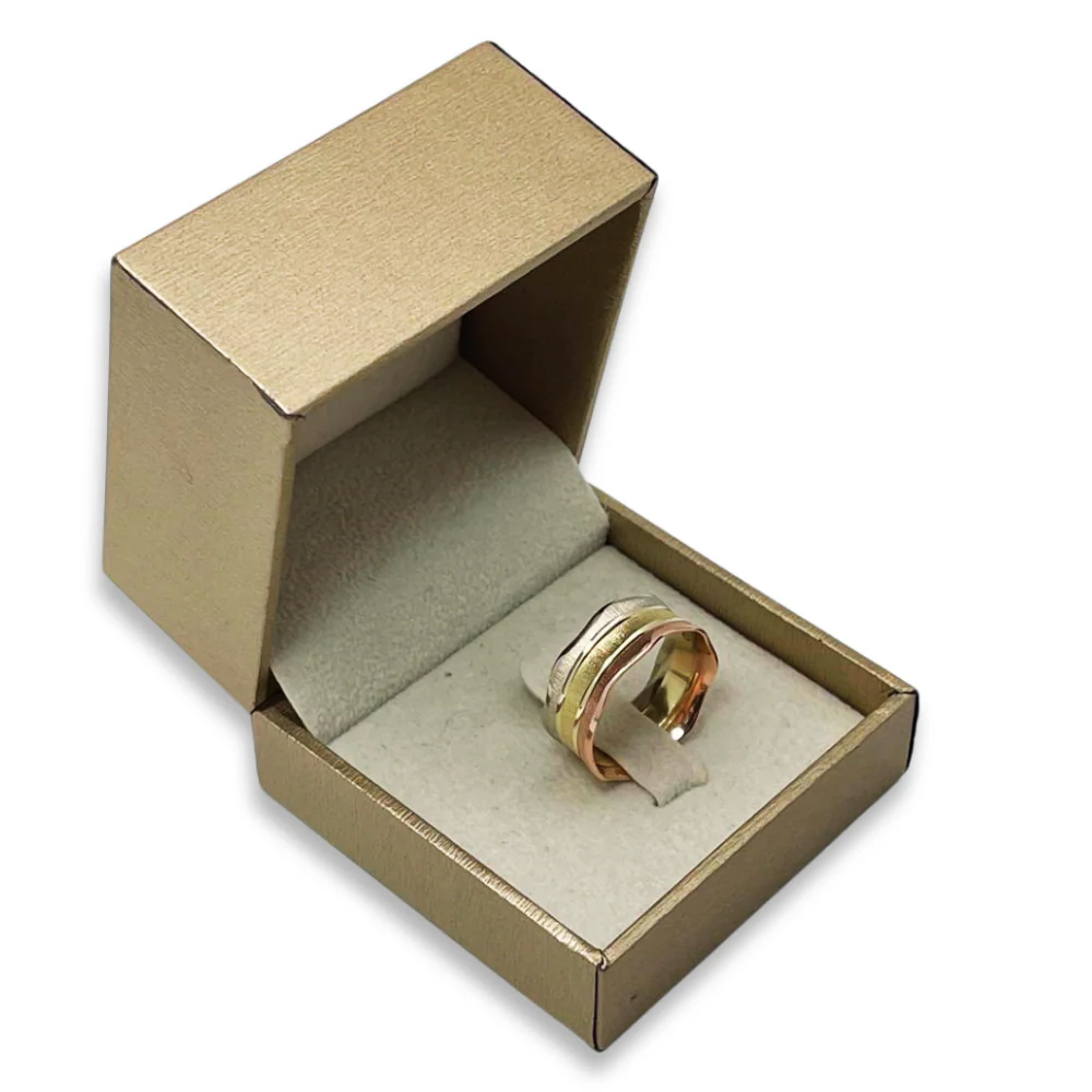 14k Tri-Color Gold Florentine Wedding Ring - Image 3