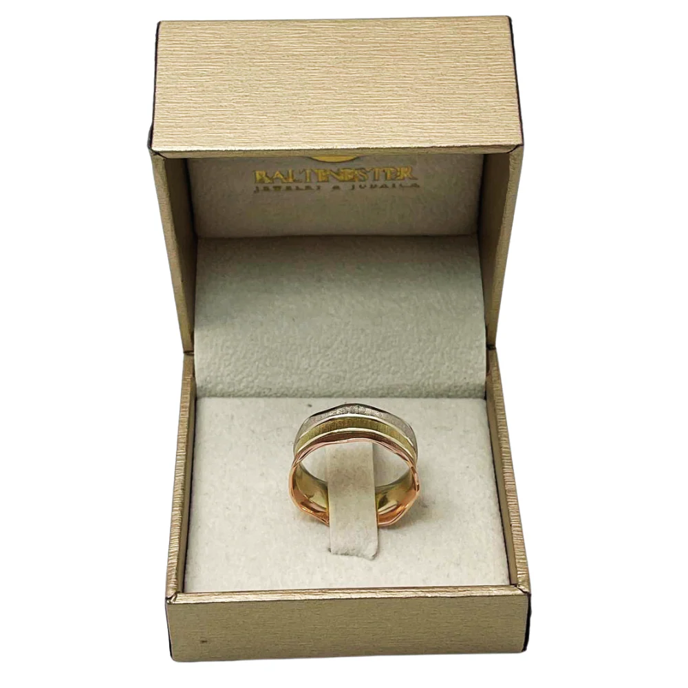 14k Tri-Color Gold Florentine Wedding Ring - Image 4