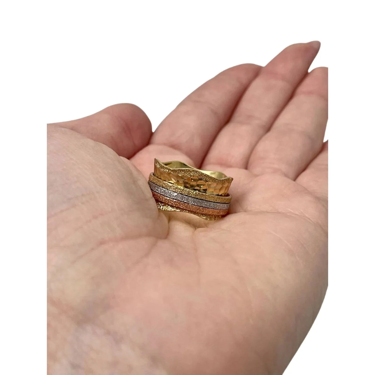 Tri-Color Gold Spinning Wedding Ring - Image 4