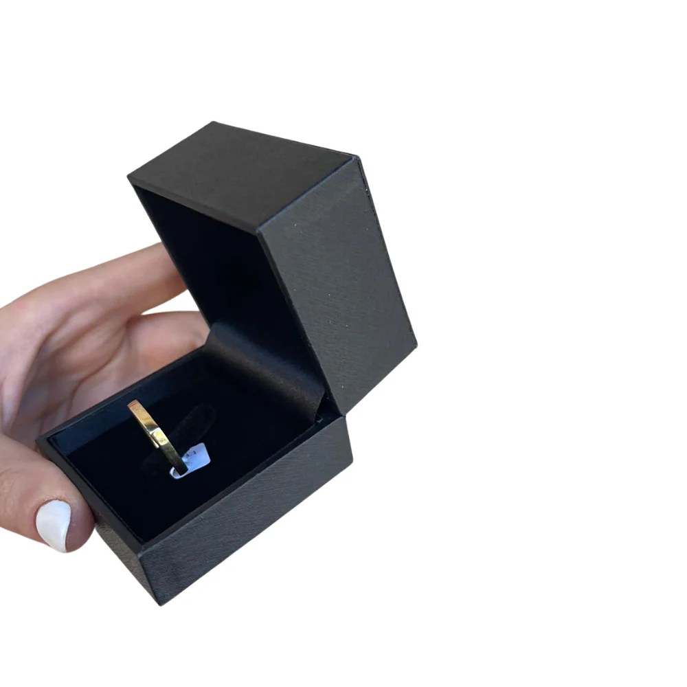 14K Gold Square Wedding Band - Slim - Image 5