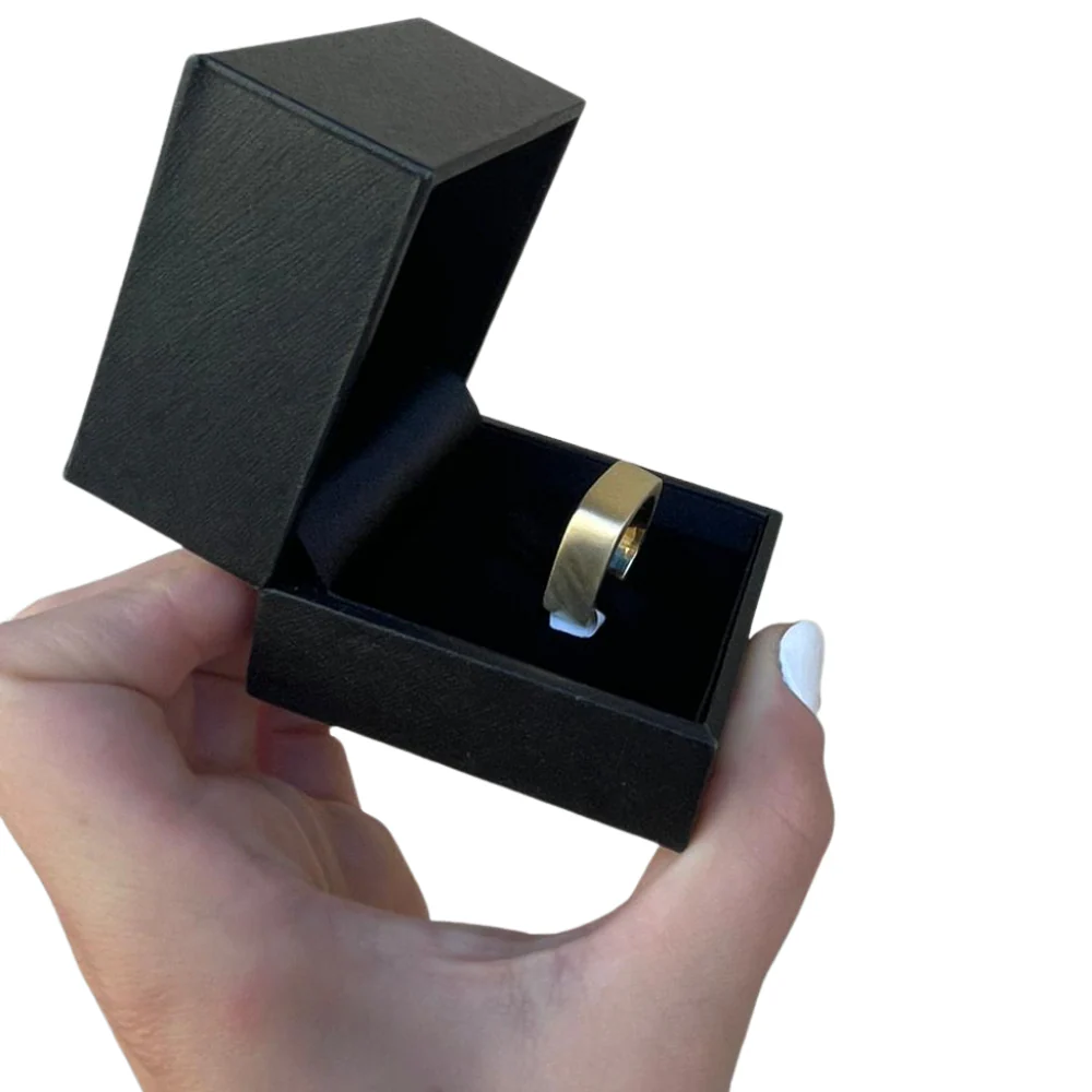14k Brushed Yellow Gold Kabbalah Wedding Ring - Image 5