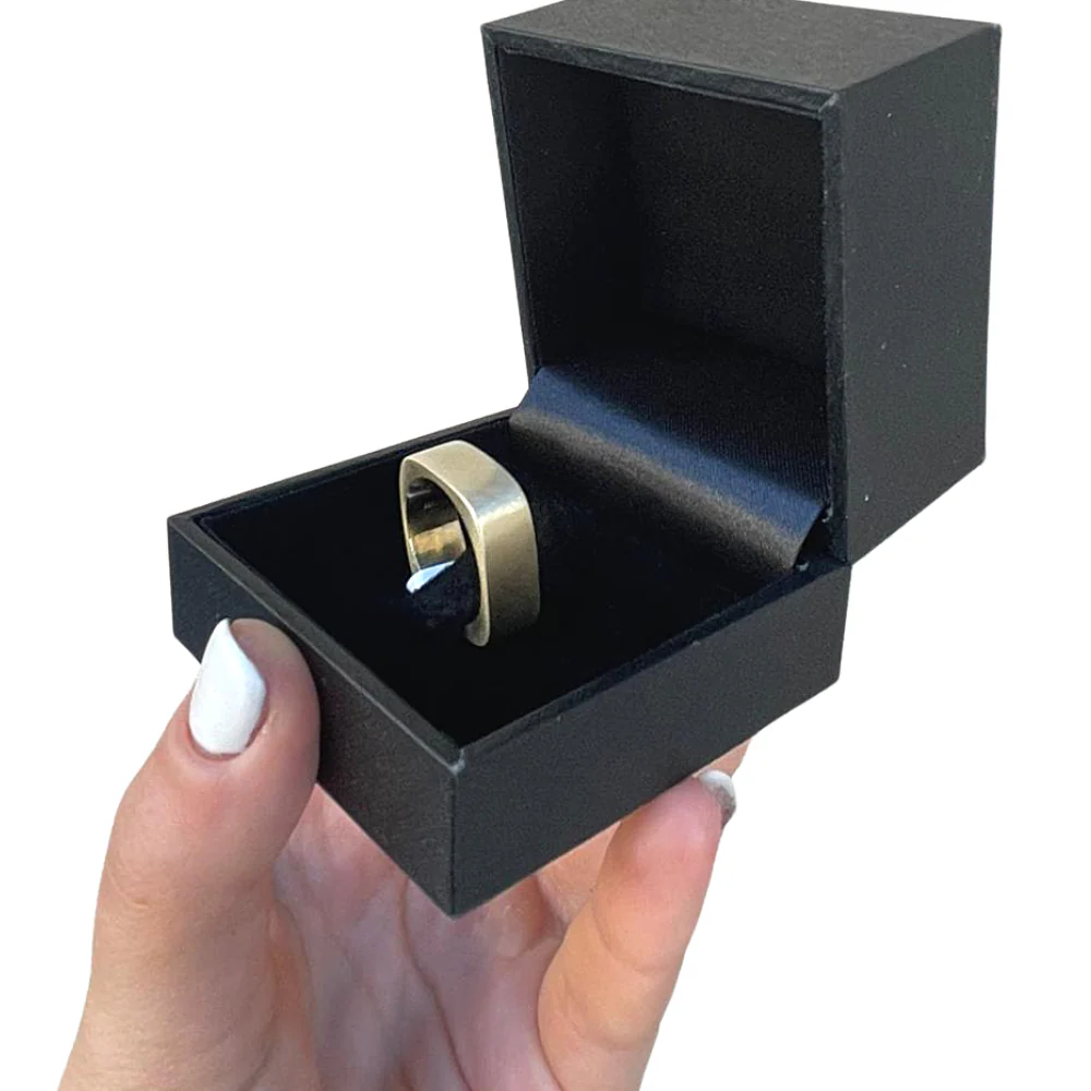 14k Brushed Yellow Gold Kabbalah Wedding Ring - Image 7
